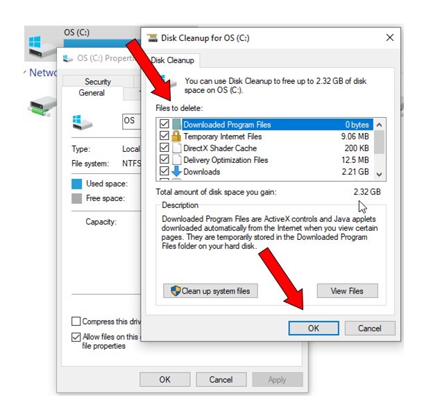 Select the files you want to delete
Run the cleanup process